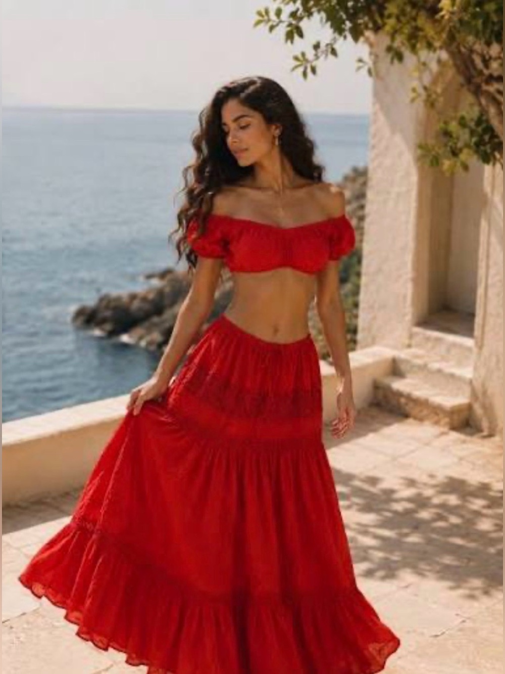 Adeirlina Red Crop Top, L